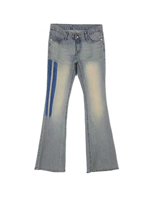 Washed Low Waist Stretchy Flare Jeans - Image 6