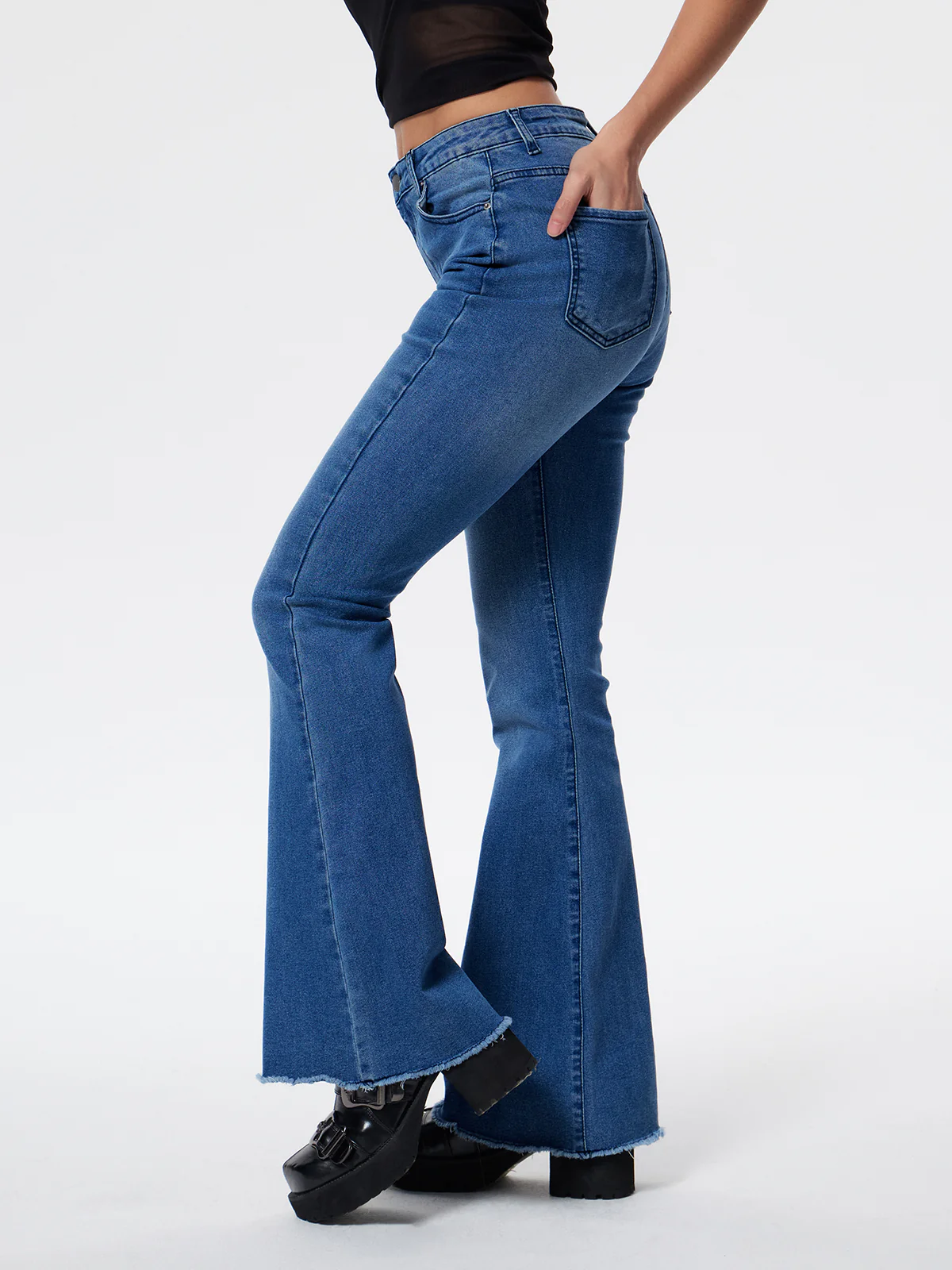 Washed Push Up Flare Leg Jeans - Image 2