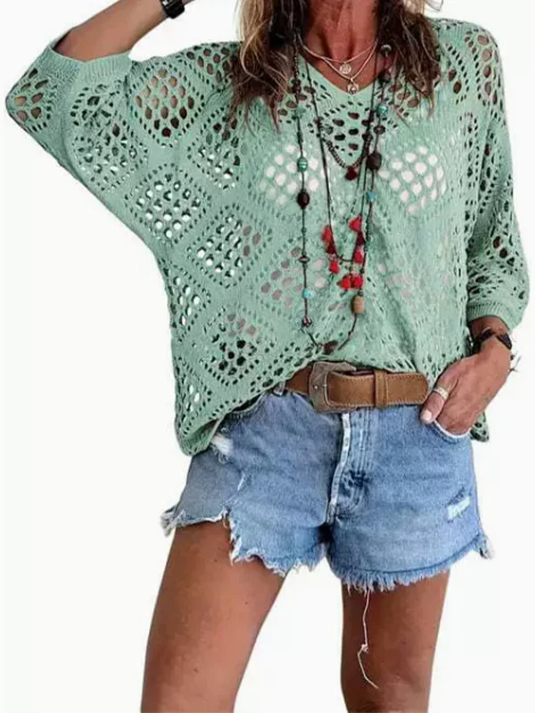 Women's Crochet Top with V-Neck - Image 19