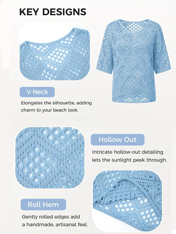 Women's Crochet Top with V-Neck - Image 2