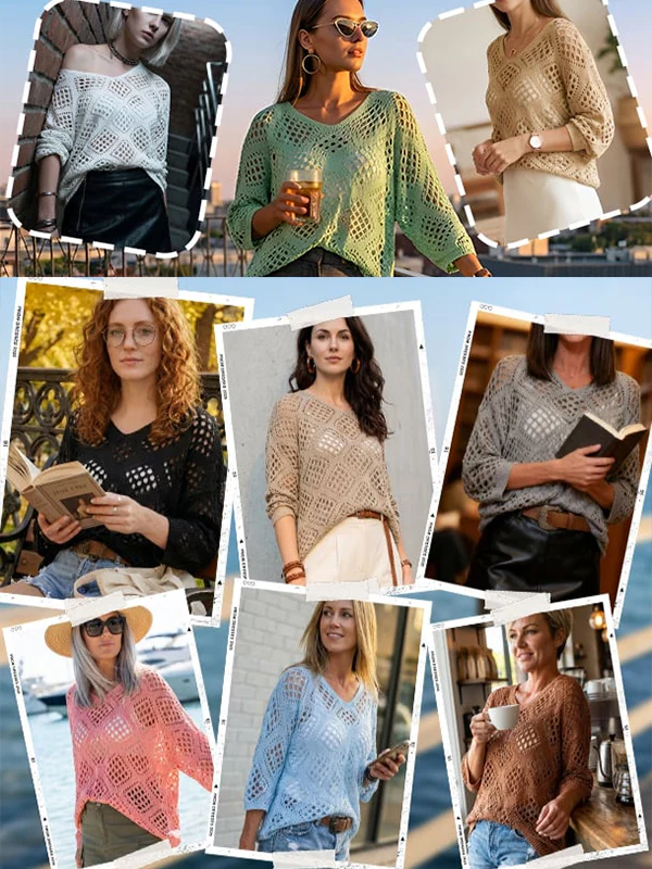 Women's Crochet Top with V-Neck - Image 3