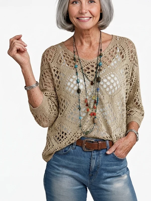 Women's Crochet Top with V-Neck - Image 6