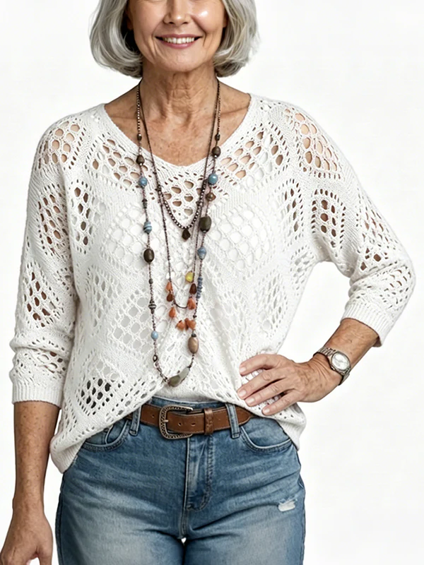 Women's Crochet Top with V-Neck - Image 8