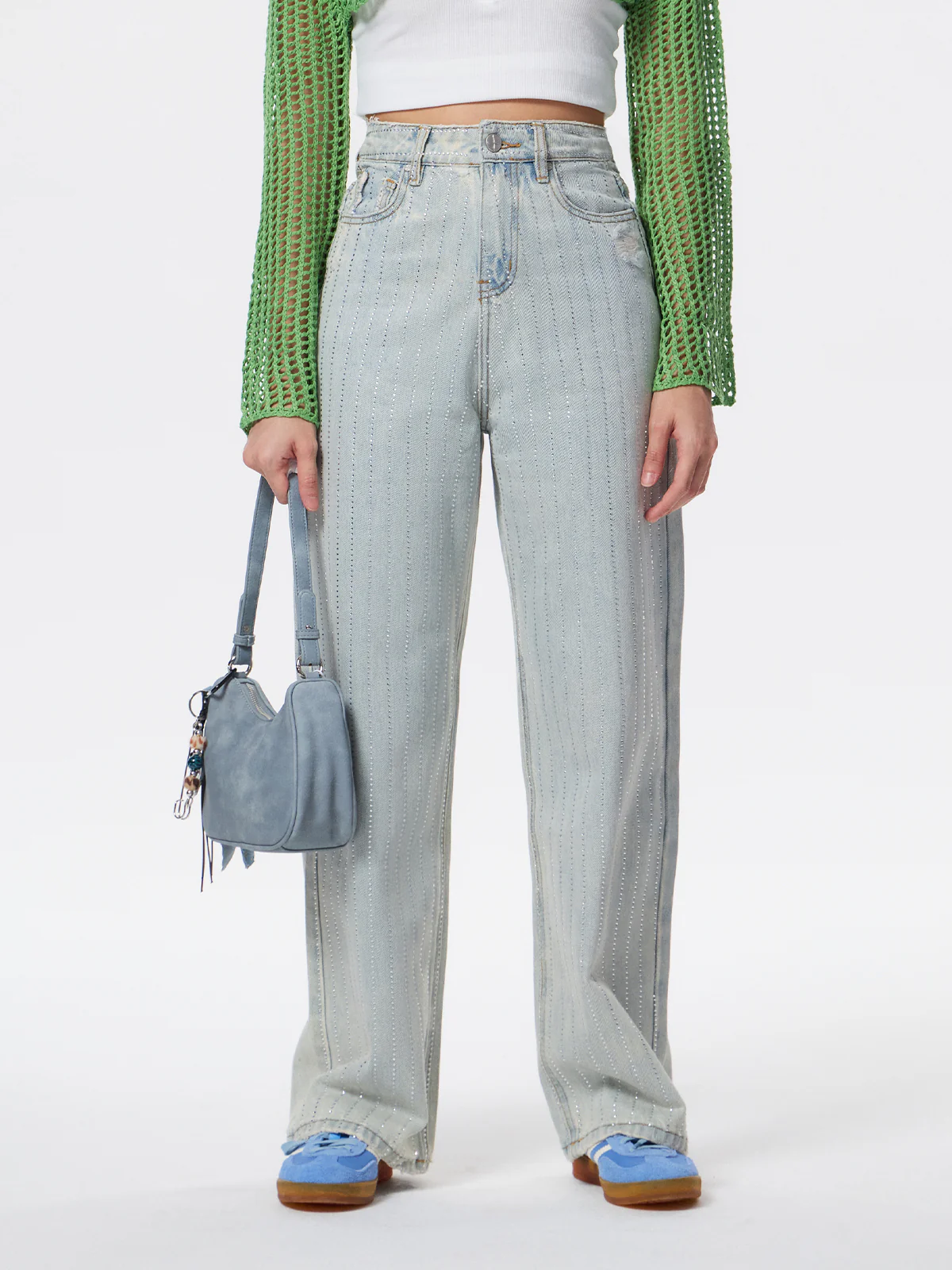 Women's light blue straight jeans