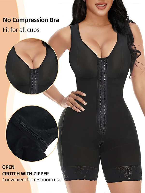 Women's built-in bra shapewear with zipper crotch - Image 4