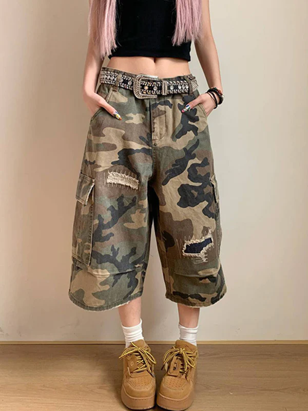 workwear camouflage Denim Shorts - Image 5