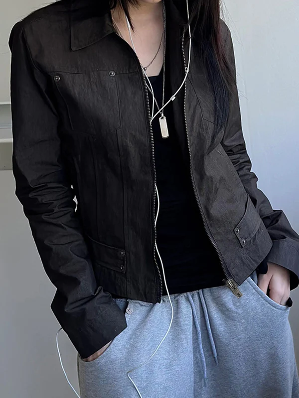 Workwear-Style Basic Solid Colours Jacket - Image 10