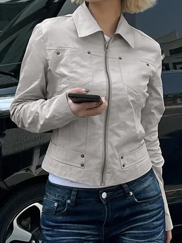 Workwear-Style Basic Solid Colours Jacket - Image 2