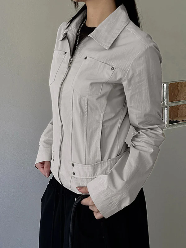 Workwear-Style Basic Solid Colours Jacket - Image 3