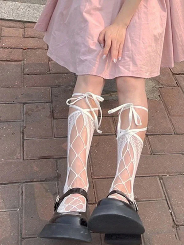 Wrap Around Tie Cutout Long Socks - Image 3