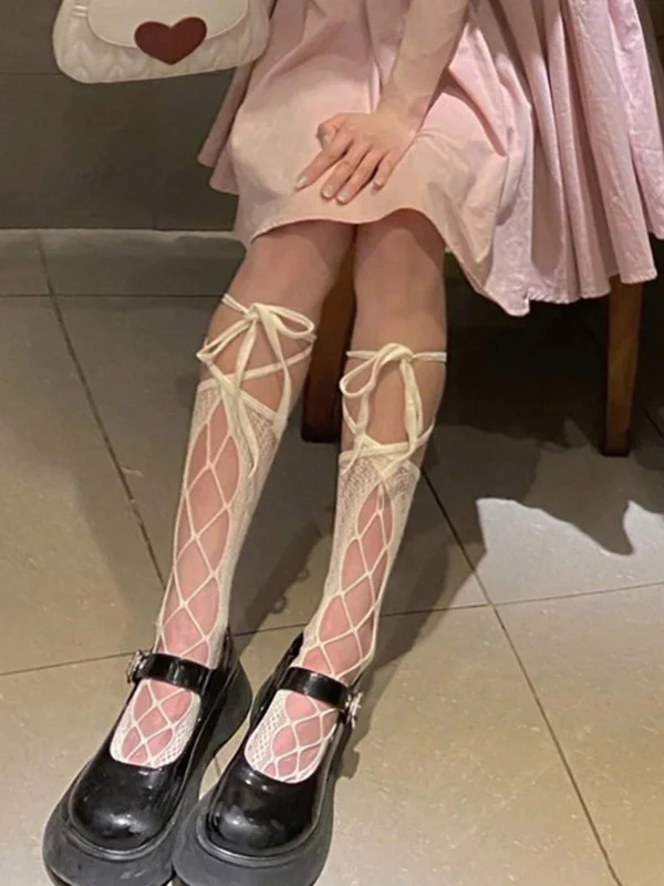 Wrap Around Tie Cutout Long Socks - Image 4