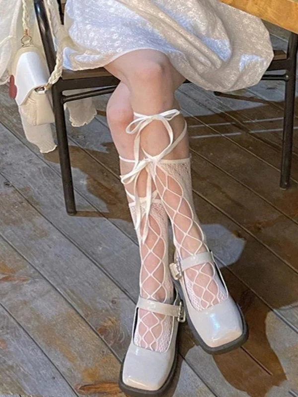 Wrap Around Tie Cutout Long Socks - Image 6
