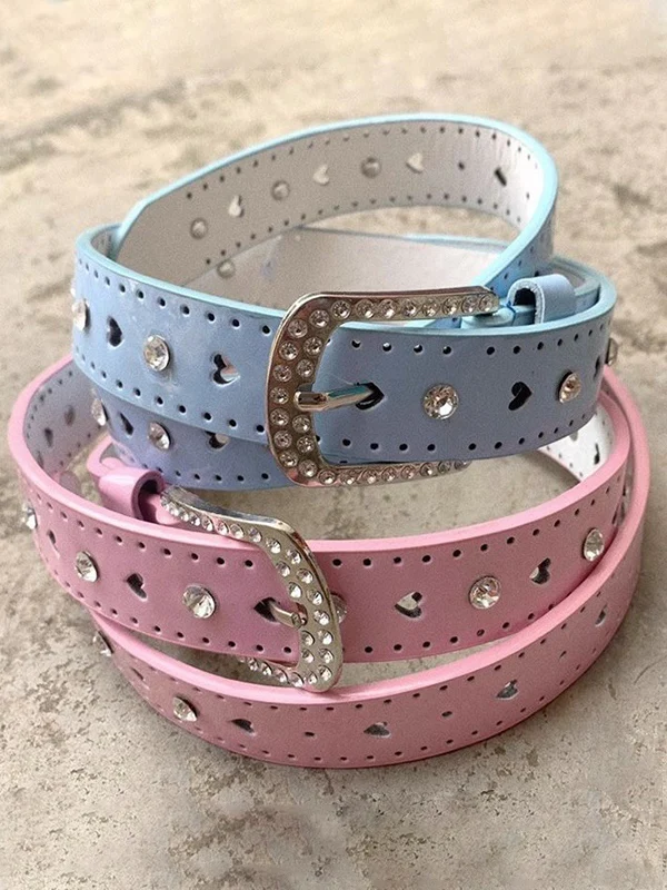 Y2K Heart Cutout Shiny Rhinestone Buckle Belt - Image 7