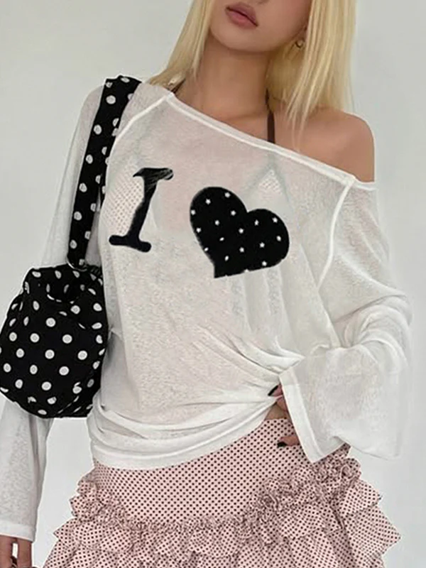 Y2K Print Casual Oversized Long Sleeve