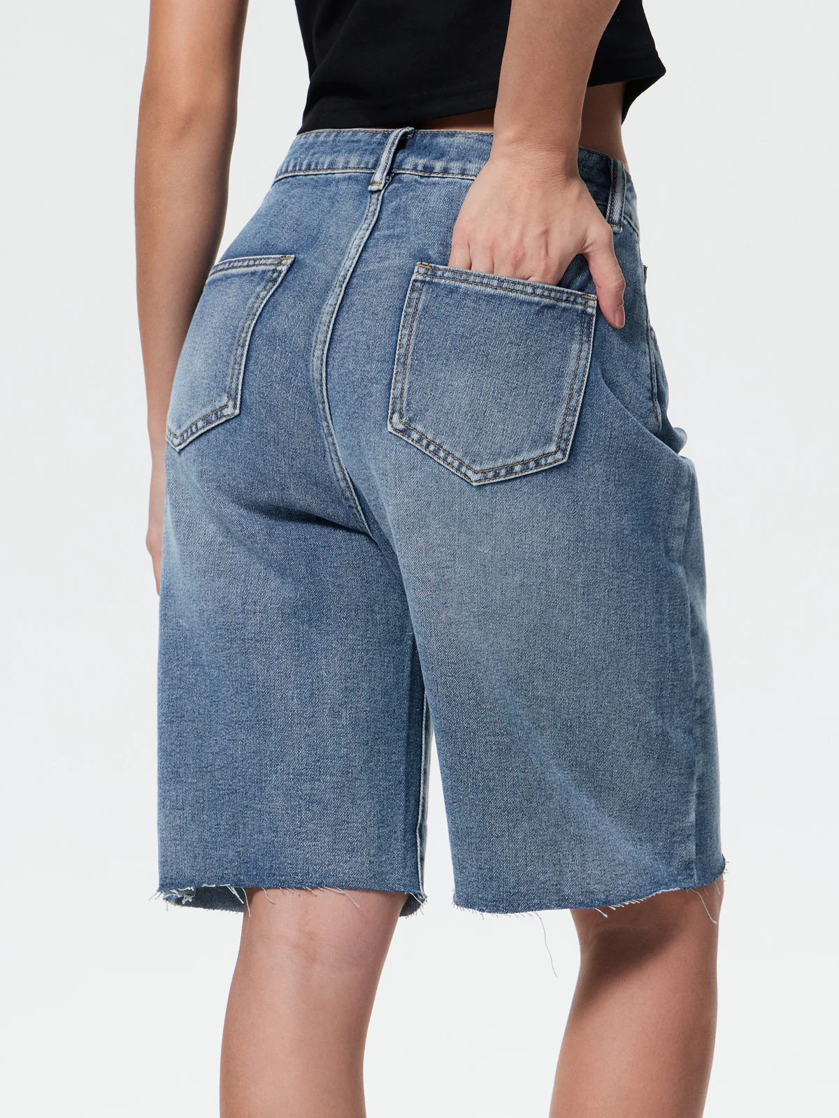 Y2K Vintage Slant Pocket Denim Shorts - Image 2