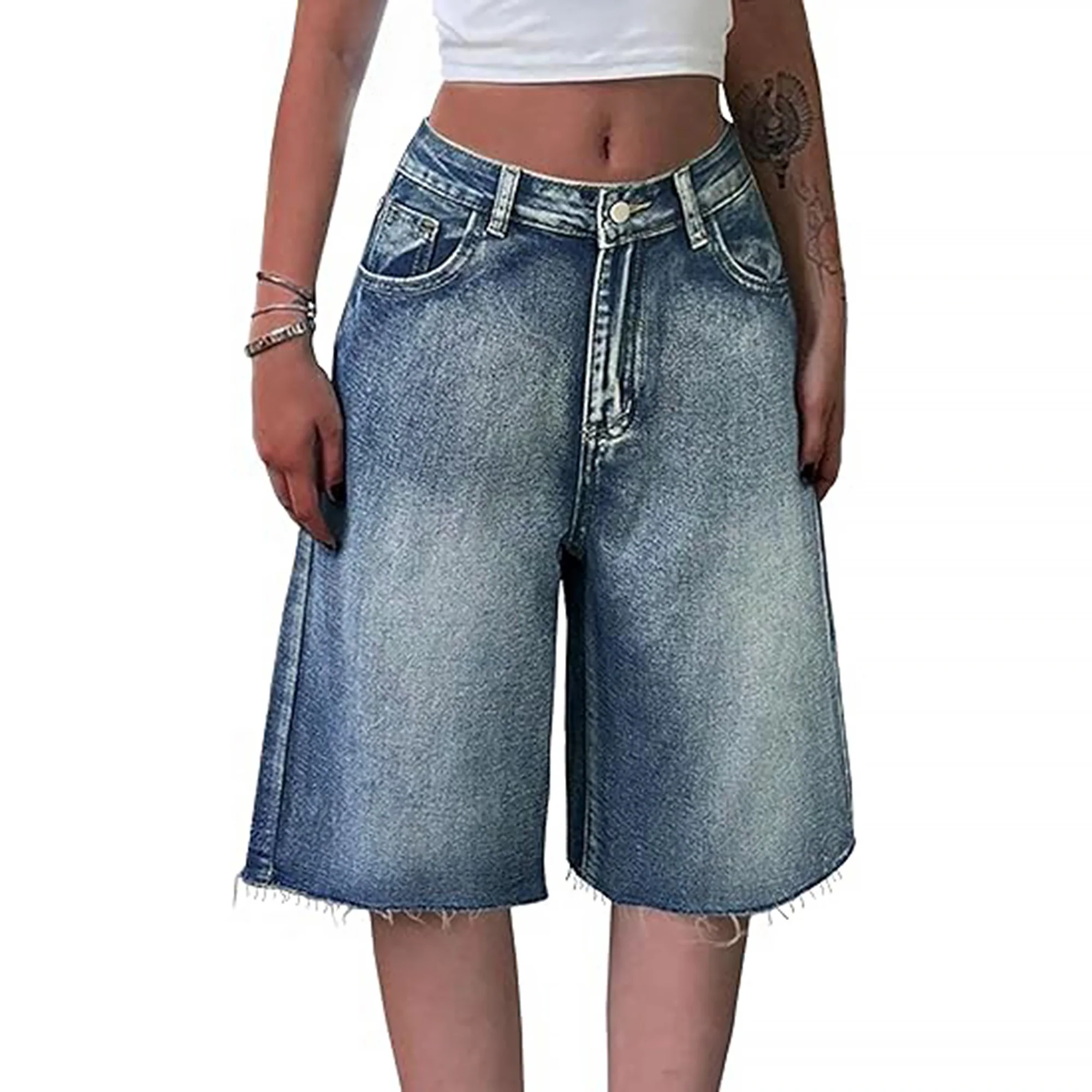 Y2K Vintage Slant Pocket Denim Shorts - Image 5