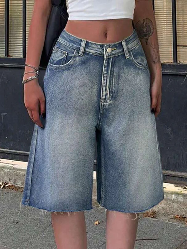 Y2K Vintage Slant Pocket Denim Shorts - Image 6