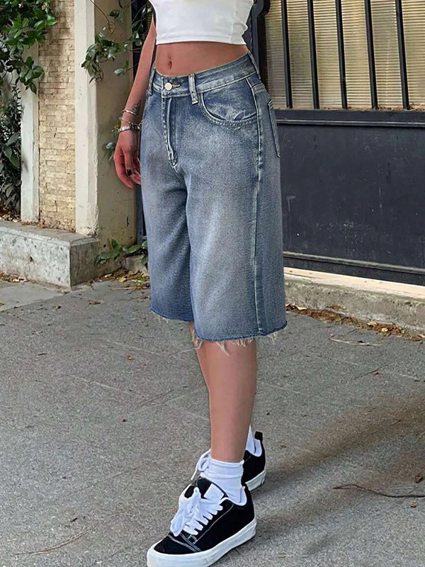 Y2K Vintage Slant Pocket Denim Shorts - Image 8