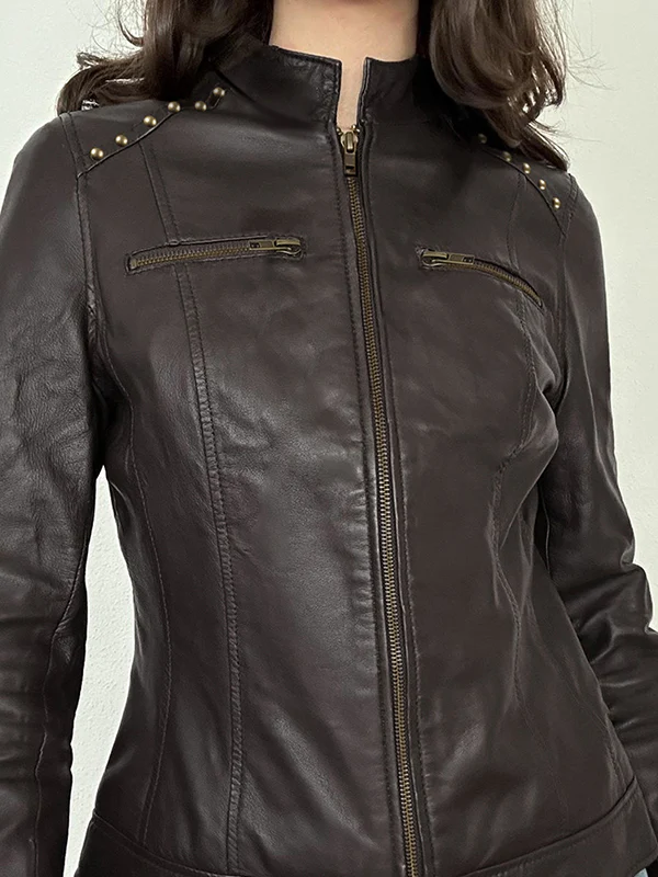 Zipper Leather Jacket - Image 4